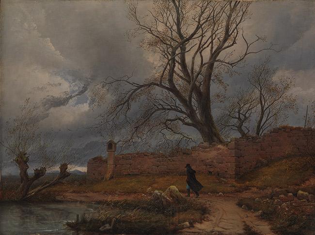 Karl Julius von Leypold Wanderer im Sturm Norge oil painting art